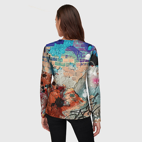 Женский лонгслив Барт Симпсон в тёмных очках на фоне граффити / 3D-принт – фото 4