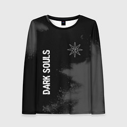 Лонгслив женский Dark Souls glitch на темном фоне: символ и надпись, цвет: 3D-принт