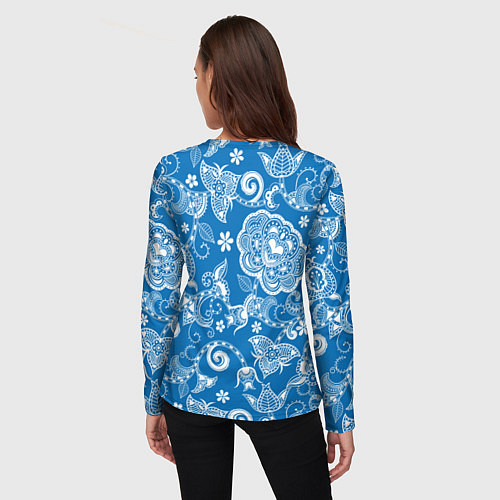 Женский лонгслив Голубое кружево / 3D-принт – фото 4