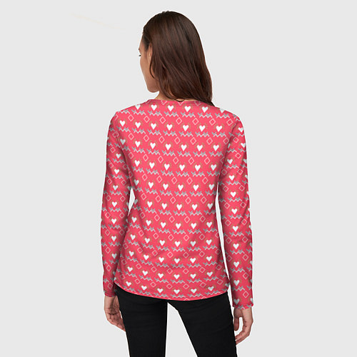 Женский лонгслив Сердечки и линии - абстракция / 3D-принт – фото 4