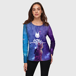 Лонгслив женский Stray - kot - neon, цвет: 3D-принт — фото 2