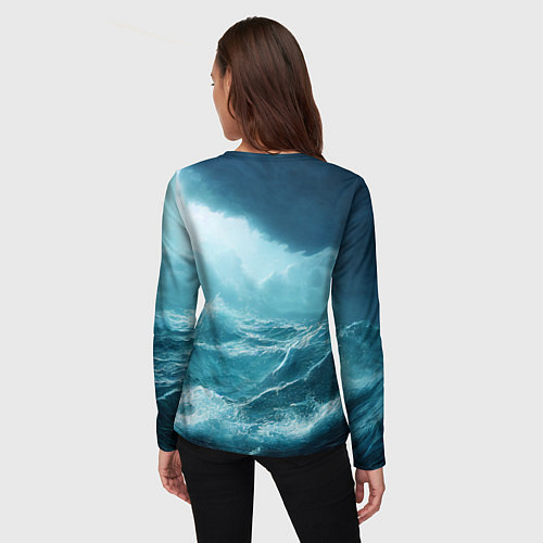 Женский лонгслив Буря в море / 3D-принт – фото 4