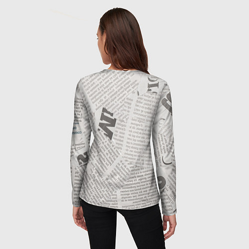 Женский лонгслив Белая газета / 3D-принт – фото 4