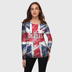 Лонгслив женский The Beatles - лого на фоне флага Великобритании, цвет: 3D-принт — фото 2