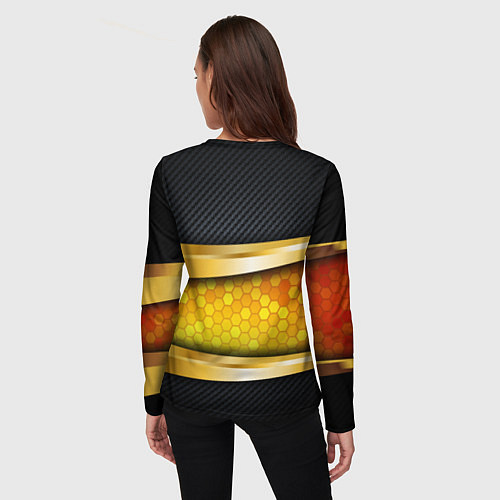 Женский лонгслив Black & gold - герб России / 3D-принт – фото 4