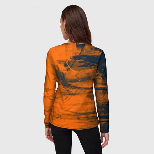 Женский лонгслив Абстрактная оранжевая поверхность и чёрные тени / 3D-принт – фото 4