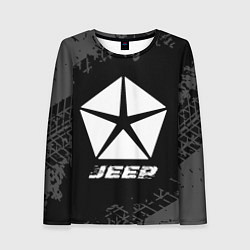 Лонгслив женский Jeep speed на темном фоне со следами шин, цвет: 3D-принт