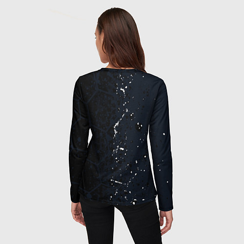 Женский лонгслив Gears of War красно-белой лого на темном фоне / 3D-принт – фото 4