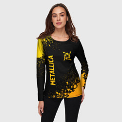 Лонгслив женский Metallica - gold gradient: надпись, символ, цвет: 3D-принт — фото 2