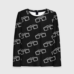 Лонгслив женский Модные очки черно-белый узор, цвет: 3D-принт
