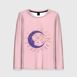 Лонгслив женский Спящие солнце и месяц в стиле модерн, цвет: 3D-принт