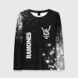 Лонгслив женский Ramones и рок символ на темном фоне, цвет: 3D-принт