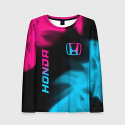 Лонгслив женский Honda - neon gradient: надпись, символ, цвет: 3D-принт