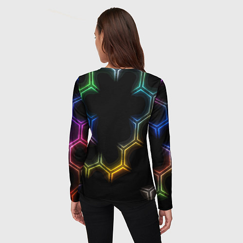 Женский лонгслив Mercedes - neon pattern / 3D-принт – фото 4
