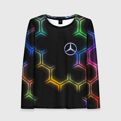 Лонгслив женский Mercedes - neon pattern, цвет: 3D-принт