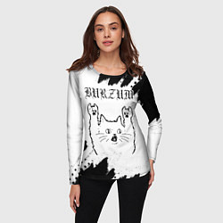 Лонгслив женский Burzum рок кот на светлом фоне, цвет: 3D-принт — фото 2