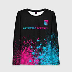 Лонгслив женский Atletico Madrid - neon gradient: символ сверху, цвет: 3D-принт