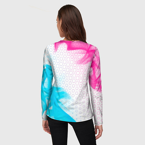 Женский лонгслив Opel neon gradient style: надпись, символ / 3D-принт – фото 4