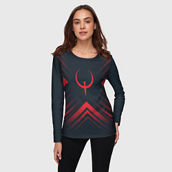 Лонгслив женский Красный символ Quake на темном фоне со стрелками, цвет: 3D-принт — фото 2