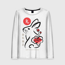 Лонгслив женский Rabbit with flower - chinese new year, цвет: 3D-принт