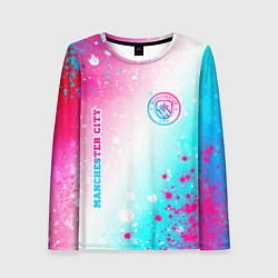 Лонгслив женский Manchester City neon gradient style: надпись, симв, цвет: 3D-принт