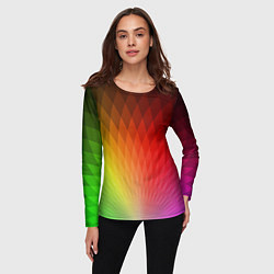 Лонгслив женский Радужные ромбы, цвет: 3D-принт — фото 2