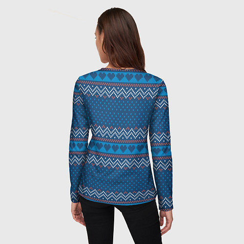 Женский лонгслив Вязанный стиль - сердечки / 3D-принт – фото 4