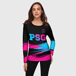 Лонгслив женский PSG - neon gradient: символ сверху, цвет: 3D-принт — фото 2