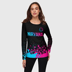 Лонгслив женский Nirvana - neon gradient: символ сверху, цвет: 3D-принт — фото 2