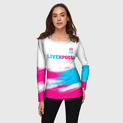 Лонгслив женский Liverpool neon gradient style: символ сверху, цвет: 3D-принт — фото 2