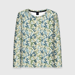 Лонгслив женский Значки валют, цвет: 3D-принт