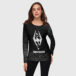 Лонгслив женский Skyrim с потертостями на темном фоне, цвет: 3D-принт — фото 2
