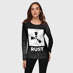 Лонгслив женский Rust с потертостями на темном фоне, цвет: 3D-принт — фото 2