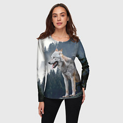 Лонгслив женский Волк на фоне леса, цвет: 3D-принт — фото 2