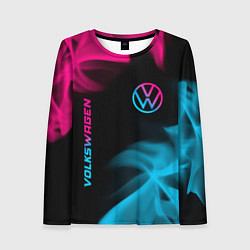 Лонгслив женский Volkswagen - neon gradient: надпись, символ, цвет: 3D-принт