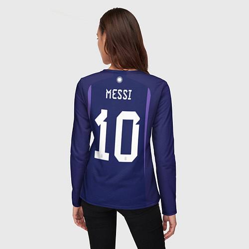Женский лонгслив Месси Аргентина ЧМ 2022 выездная / 3D-принт – фото 4