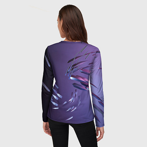 Женский лонгслив Фиолетовый абстрактный фон и стеклянные лезвия / 3D-принт – фото 4