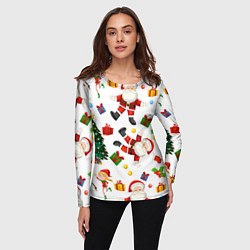 Лонгслив женский Танцы с Сантой возле ёлки, цвет: 3D-принт — фото 2