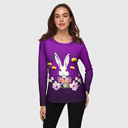 Лонгслив женский Кролик с одуванчиками, цвет: 3D-принт — фото 2