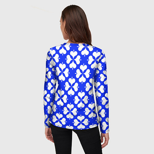 Женский лонгслив Четырехлистный клевер синий / 3D-принт – фото 4