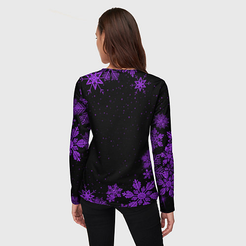 Женский лонгслив Новогодняя Арина на темном фоне / 3D-принт – фото 4