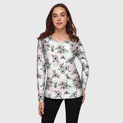 Лонгслив женский Цветы сакуры на акварельном фоне - паттерн, цвет: 3D-принт — фото 2