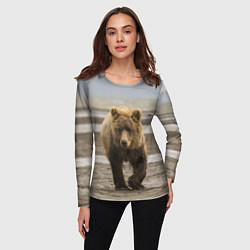 Лонгслив женский Медвежонок в аэропорту, цвет: 3D-принт — фото 2
