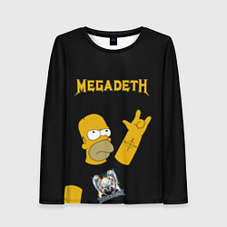Лонгслив женский Megadeth Гомер Симпсон рокер, цвет: 3D-принт