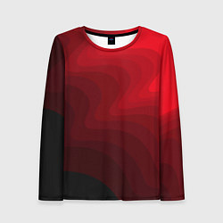 Лонгслив женский Красный абстрактный фон волны, цвет: 3D-принт