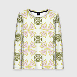 Лонгслив женский Абстрактный цветок и ажурный орнамент, цвет: 3D-принт
