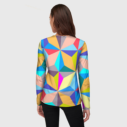 Женский лонгслив Полностью разноцветный ромбический паттерн / 3D-принт – фото 4