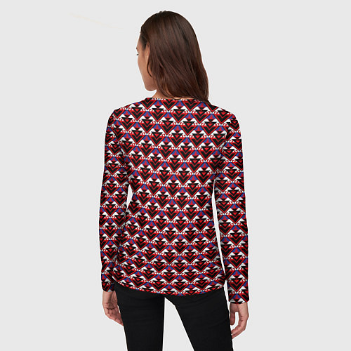 Женский лонгслив Геометрический скандинавский зимний узор / 3D-принт – фото 4