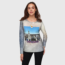 Лонгслив женский Слободской - колокольня и Соборная площадь зимой, цвет: 3D-принт — фото 2