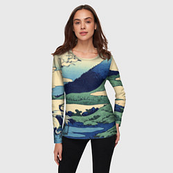 Лонгслив женский Журавли - японский художник Хокусай Фудзи, цвет: 3D-принт — фото 2